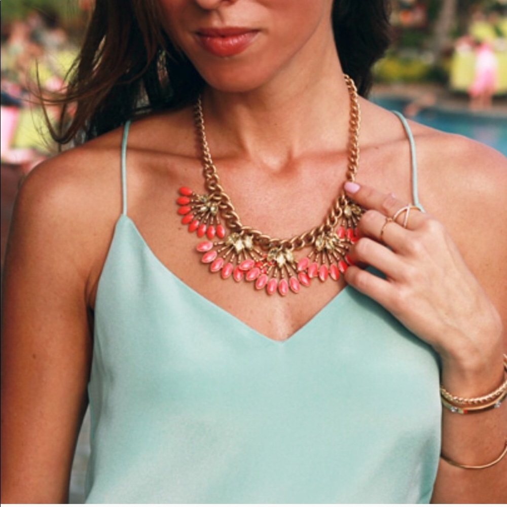 Stella & Dot | Vintage Gold + Coral Cay Retired Statement Necklace - Picture 4 of 12